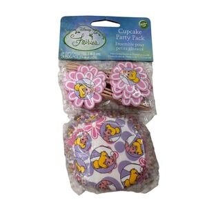 Wilton Disney Fairies Cupcake Party Pack Tinker Bell 24ct Cups Picks Pink Purple